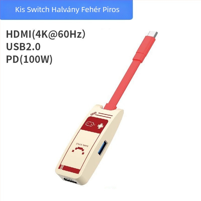 Switch Mini HUB dokk — HDMI 4K, USB-C, 5Gbps, külső áramellátás nélkül, 1-3 osztó