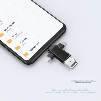 USB-C OTG 3-in-1 hub tablettákhoz — USB 3.0 felület, támogatja USB pendrive-ot és egeret, külső tápegítés nélkül