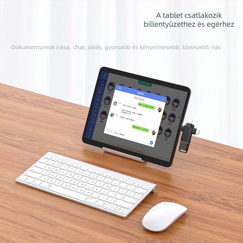USB-C OTG 3-in-1 hub tablettákhoz — USB 3.0 felület, támogatja USB pendrive-ot és egeret, külső tápegítés nélkül