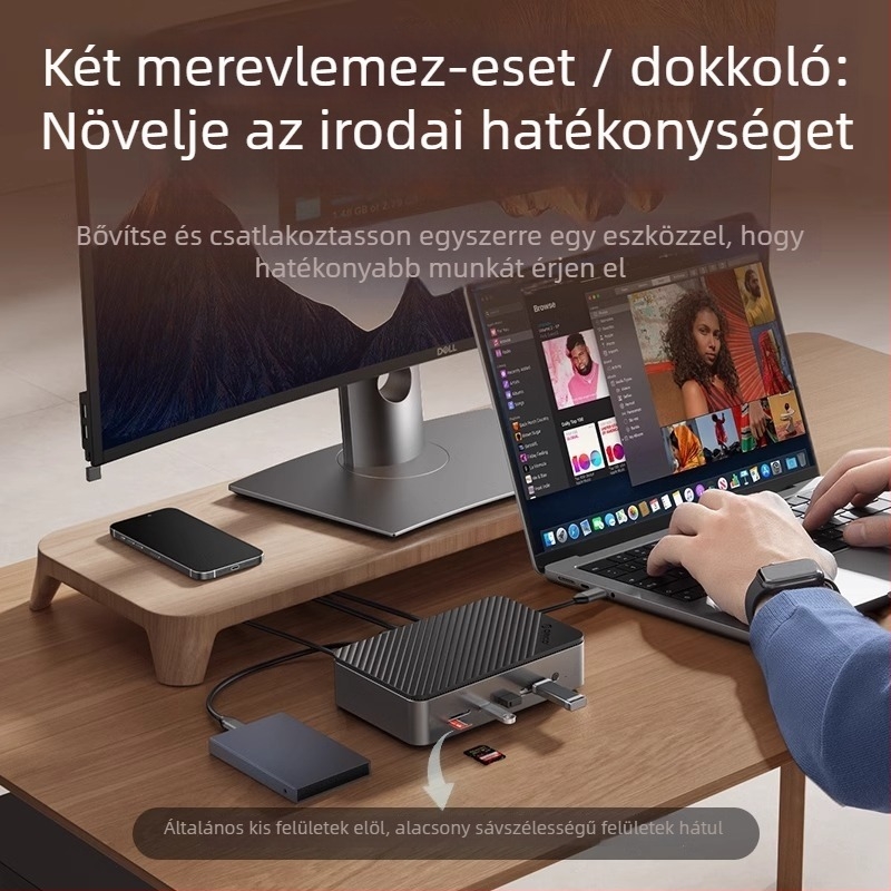 Orico USB 3.2 Gen2 dokk 3.5/2.5'' és M.2 NVMe/SATA meghajtókhoz, USB-s tápellátás nélkül