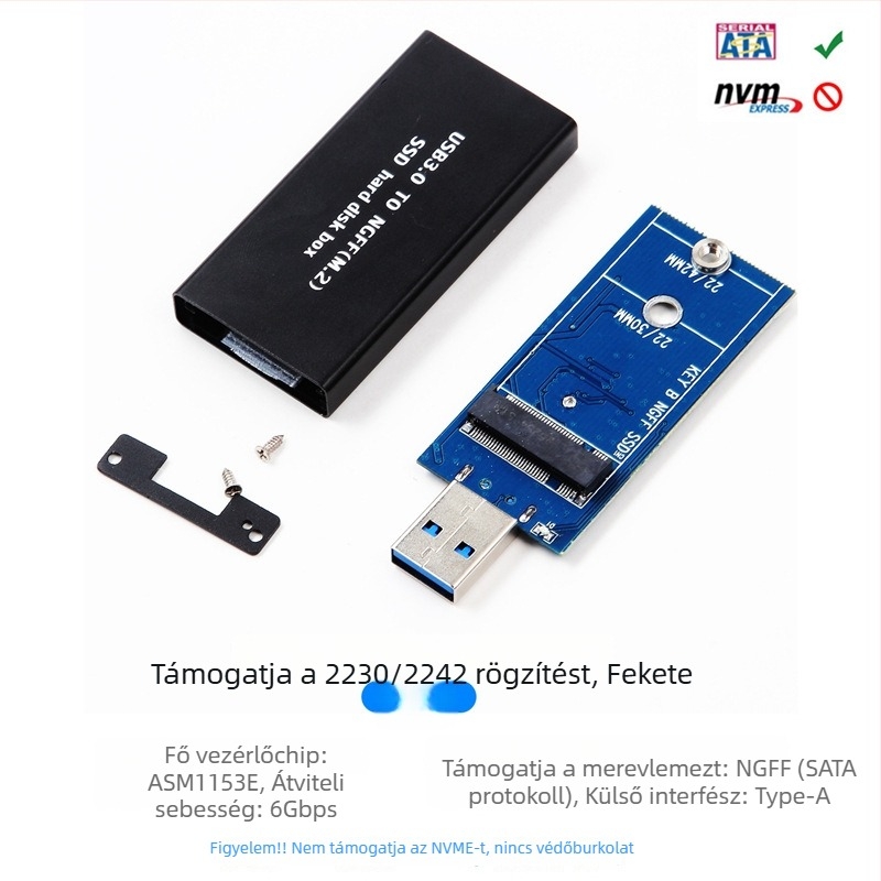 NVMe NGFF külső ház USB Type-A-hoz, CNC alumínium ötvözet, USB 3.1, 10 Gbps, modell MCA1231