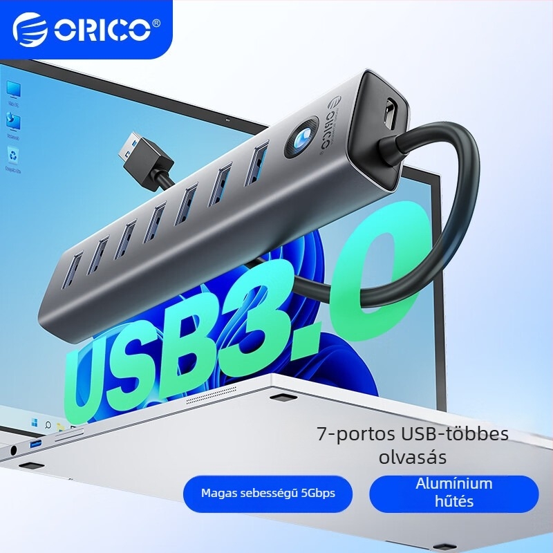 Orico USB 3.0 7-portos dokkoló alumínium ötvözetből, Modell CL7U