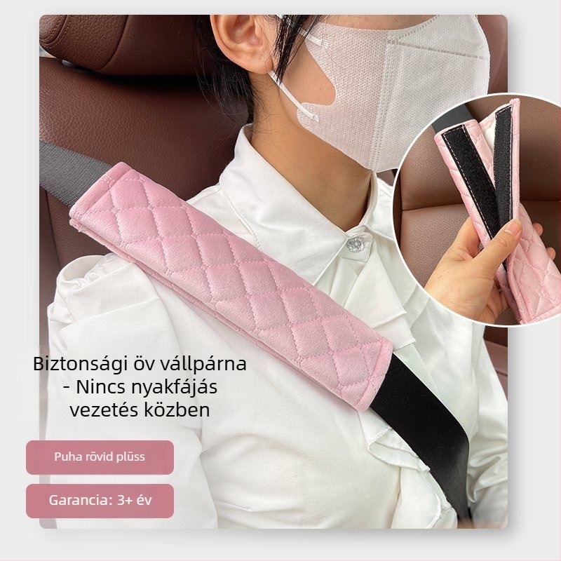 Autó öv vállpárna, plüss anyag, univerzális négy évszakos, hosszabbított hossz, logó nyomtatás
