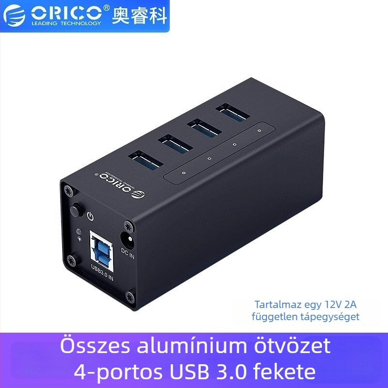 Orico A3H4 USB 3.0 táplált 4-portos hub, 6 Gbps, 1 m kábel