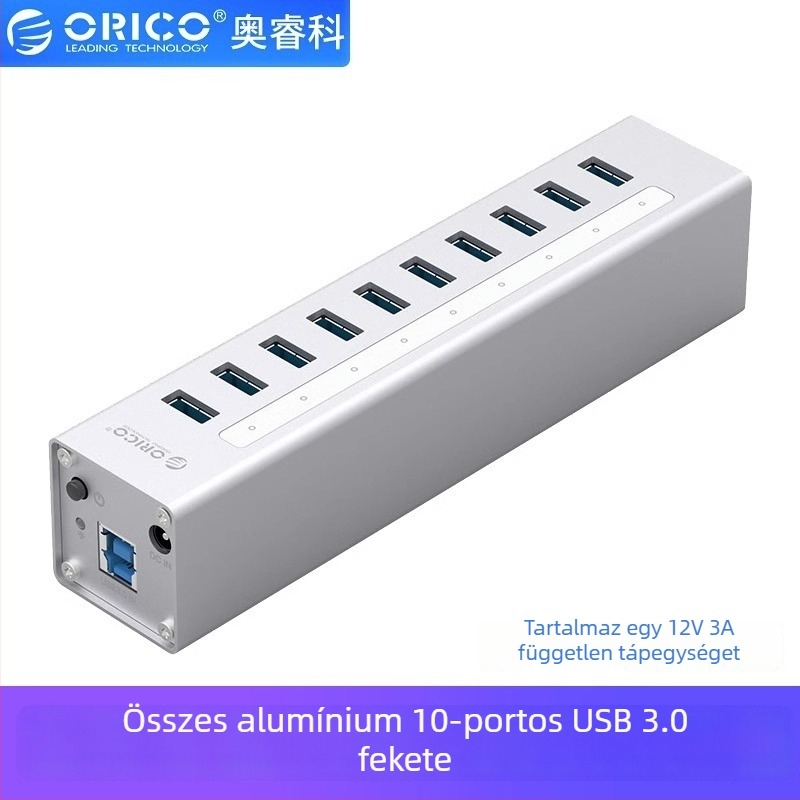 Orico A3H4 USB 3.0 táplált 4-portos hub, 6 Gbps, 1 m kábel