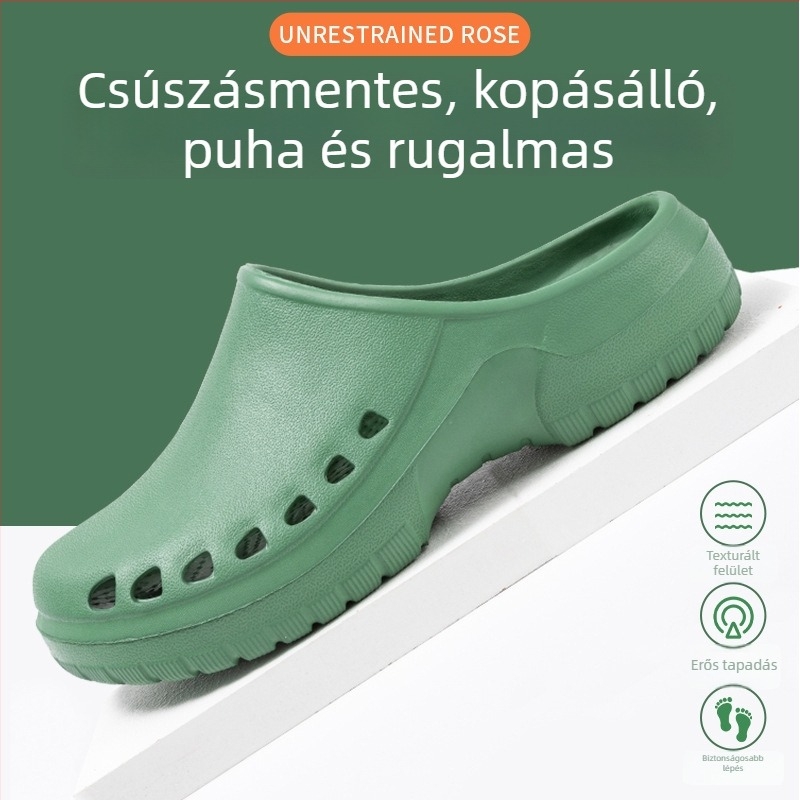 Műtői cipő – EVA felső és talp, 3 cm vastag talp, ütéscsillapítás és csúszásgátló, lyukasztott lábujj dizájn, Baotou Cave stílus