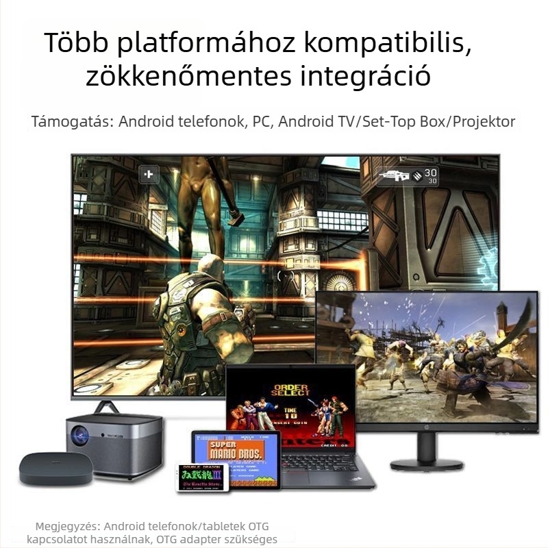 Vezeték nélküli játékkontroller PC-hez és mobil eszközökhöz — USB-C csatlakozó, vezeték nélküli kapcsolat, kompatibilis TV-s játékkonzolokkal