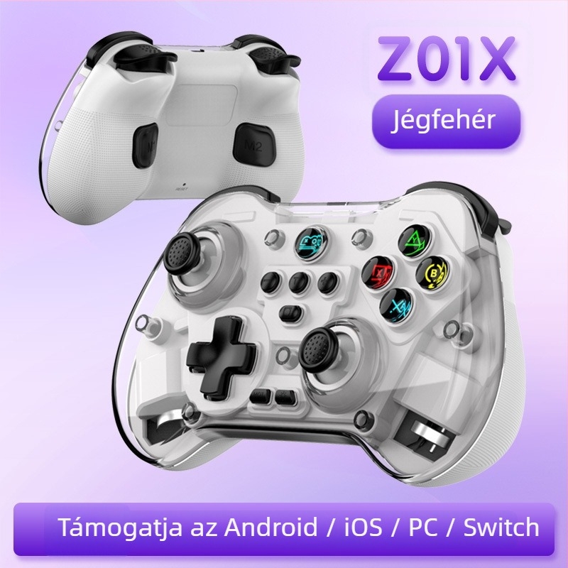 Z01X Vezeték nélküli Bluetooth játékkontroller Hall joystickkal és makró hátsó gombbal Switch, Android, iOS és PC-hez