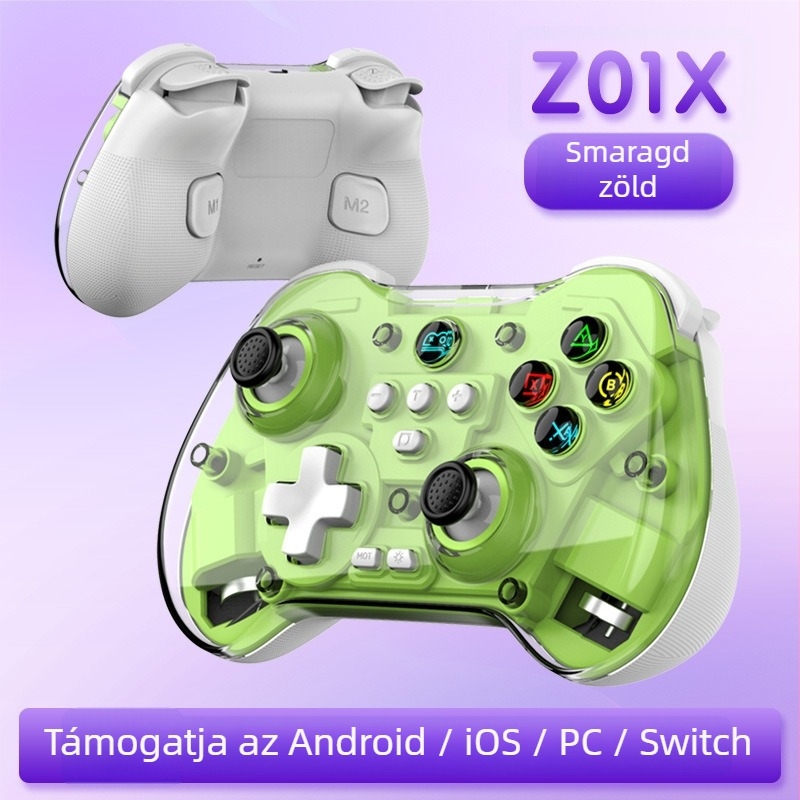 Z01X Vezeték nélküli Bluetooth játékkontroller Hall joystickkal és makró hátsó gombbal Switch, Android, iOS és PC-hez