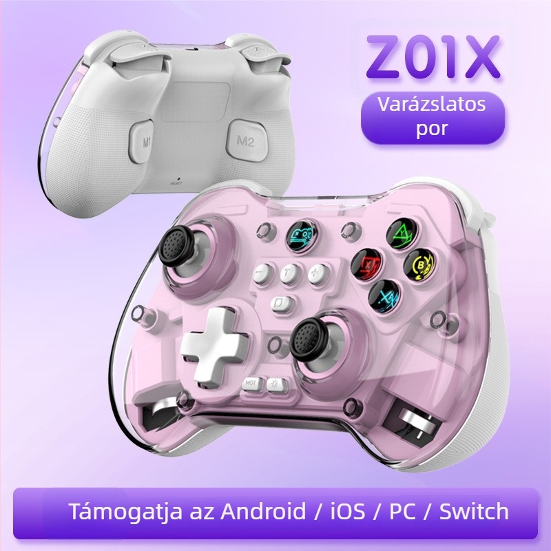 Z01X Vezeték nélküli Bluetooth játékkontroller Hall joystickkal és makró hátsó gombbal Switch, Android, iOS és PC-hez