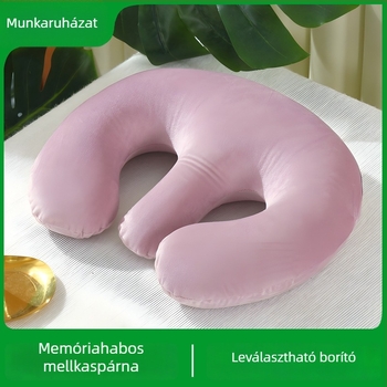Memóriás habból készült U-alakú mellvédő párna, kristály bársony huzat, modern-minimalista stílus, felnőtteknek