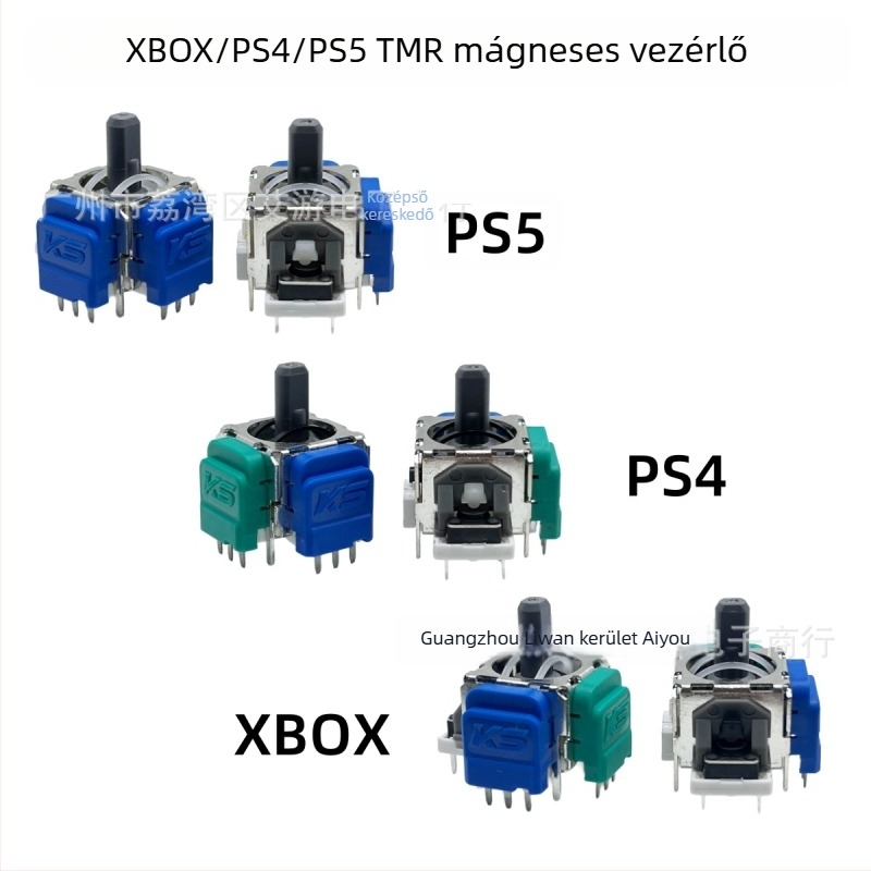 Hall-hatású joystick PS4/PS5/Xbox — elektromágneses vezérlés, TMR mágneses ellenállás, anti-drift dizájn, erős visszacsatolás