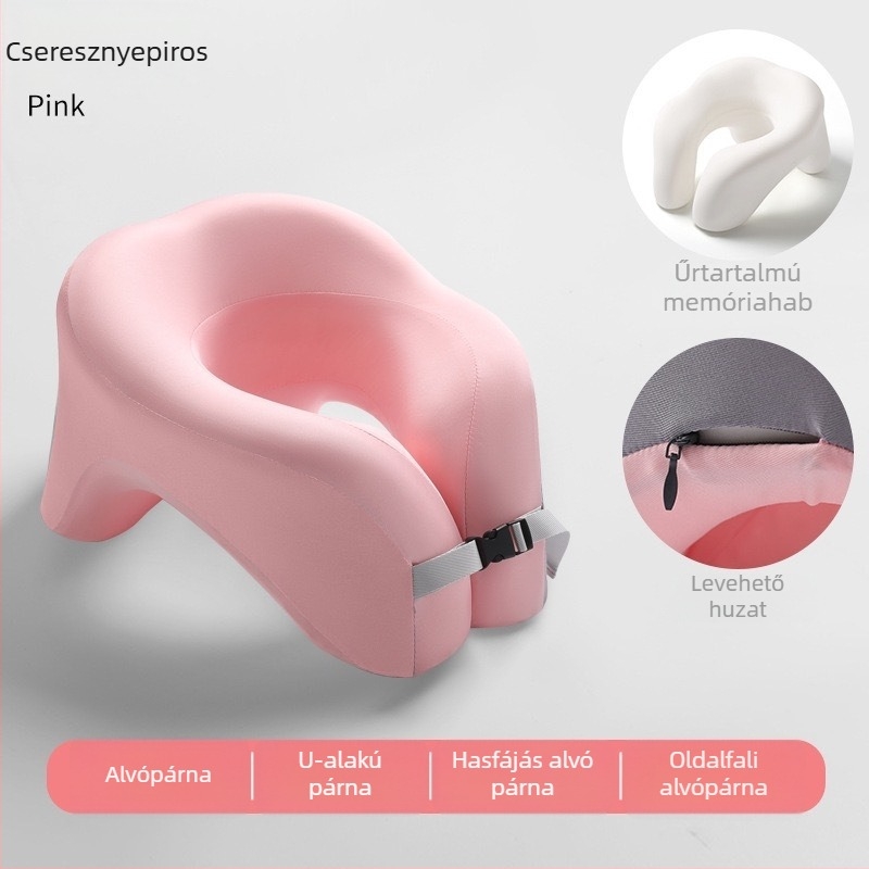 Memóriahabos U-formájú alvó párna diákoknak és gyerekeknek — minimalist stílus, univerzális használat, súly 0.5–1.0 kg