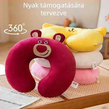 U alakú plüss nyakpárna Cartoon stílusban, PP gyapot töltés, Crystal Velvet anyag, utazáshoz, tömeg max. 1 kg