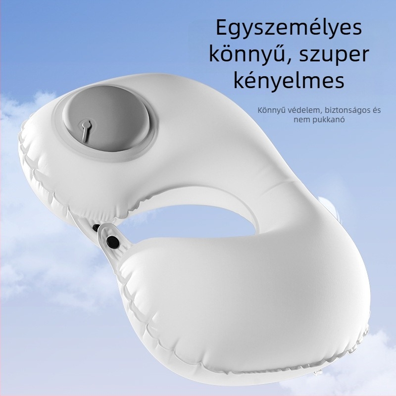 U-alakú nyakpárna, levegővel töltött, Ice Silk anyag, üzleti stílus