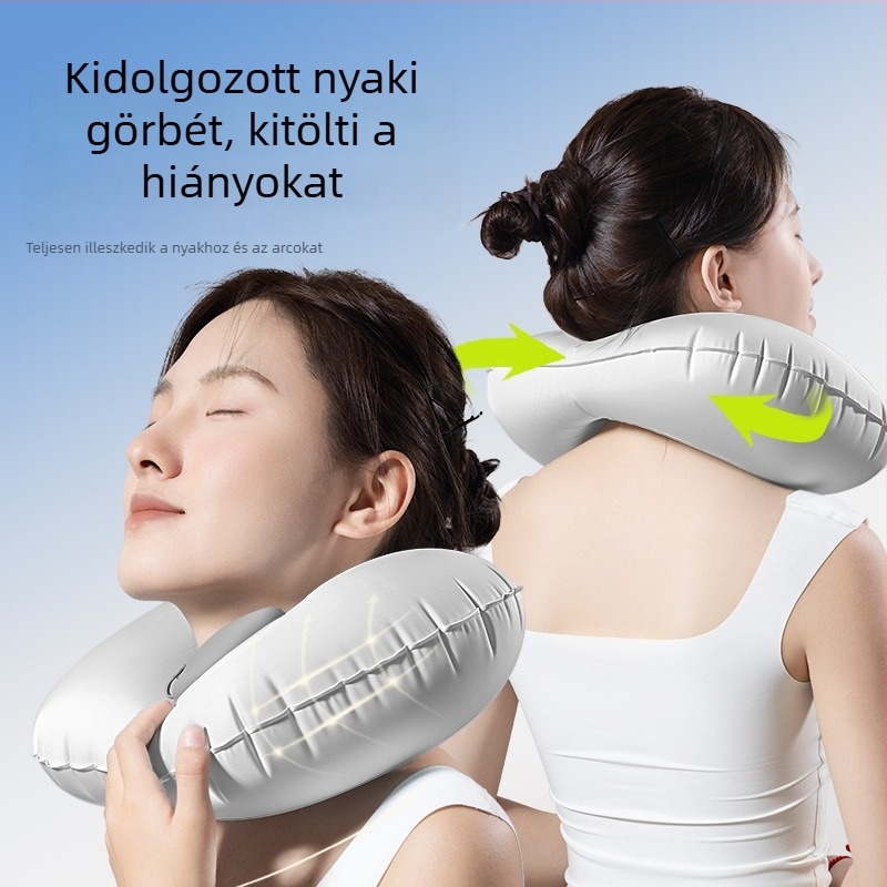 U-alakú nyakpárna, levegővel töltött, Ice Silk anyag, üzleti stílus