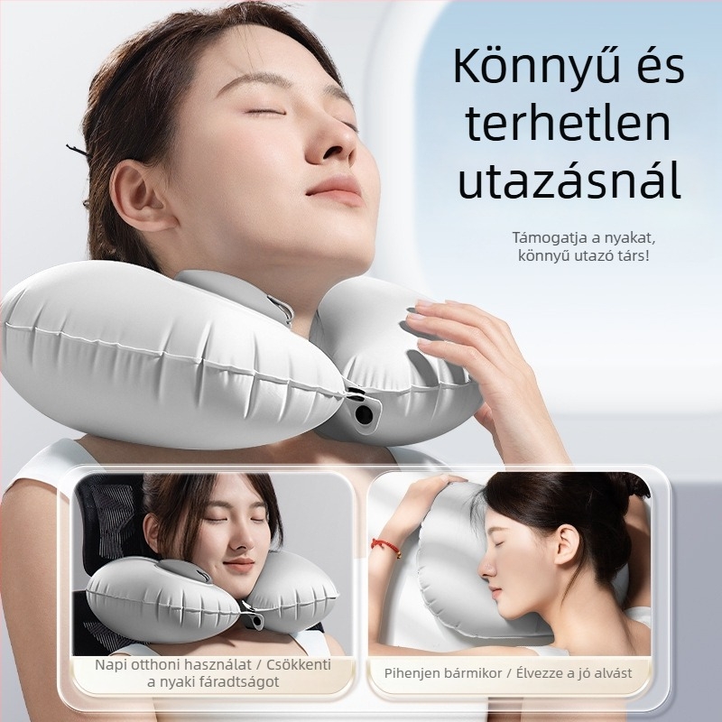 U-alakú nyakpárna, levegővel töltött, Ice Silk anyag, üzleti stílus
