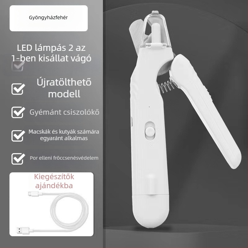 Kétfunkciós körömvágó macskáknak LED-es reszelővel