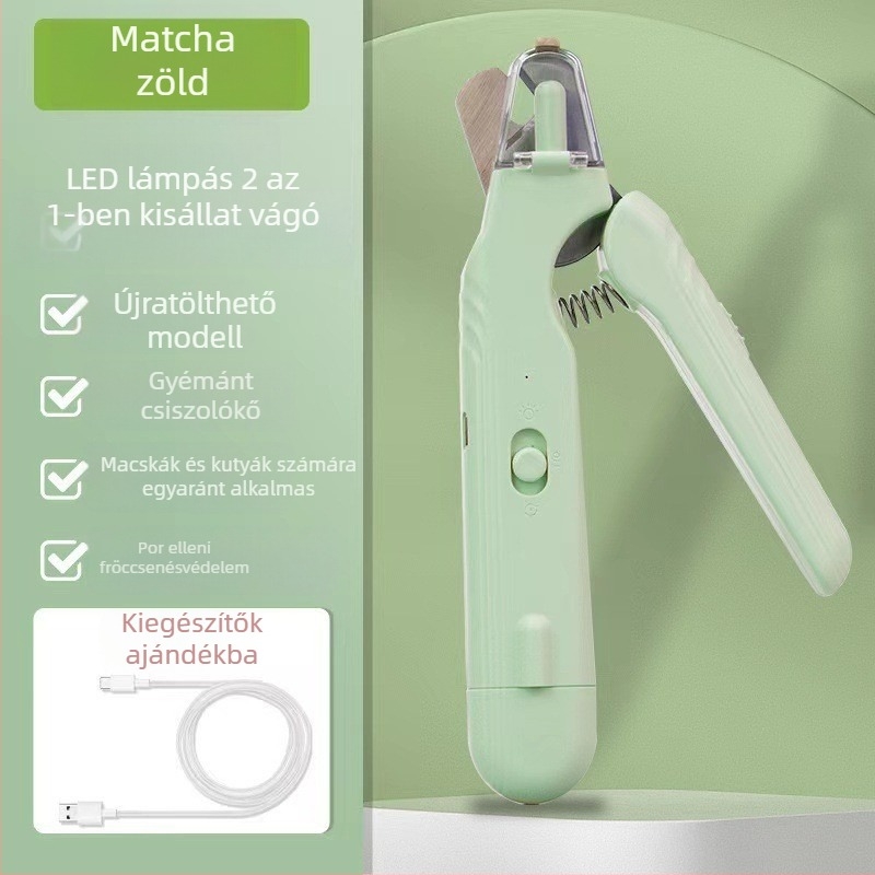 Kétfunkciós körömvágó macskáknak LED-es reszelővel
