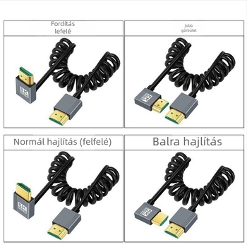 HDMI 2.1 kábel spirálos kivitelben (réz vezető, nikkelezett bevonat, adapterkábel)