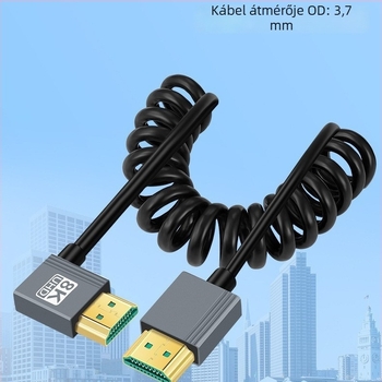 HDMI 2.1 kábel spirálos kivitelben (réz vezető, nikkelezett bevonat, adapterkábel)