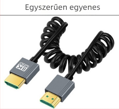 HDMI 2.1 kábel spirálos kivitelben (réz vezető, nikkelezett bevonat, adapterkábel)