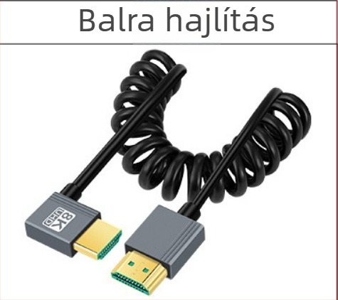 HDMI 2.1 kábel spirálos kivitelben (réz vezető, nikkelezett bevonat, adapterkábel)