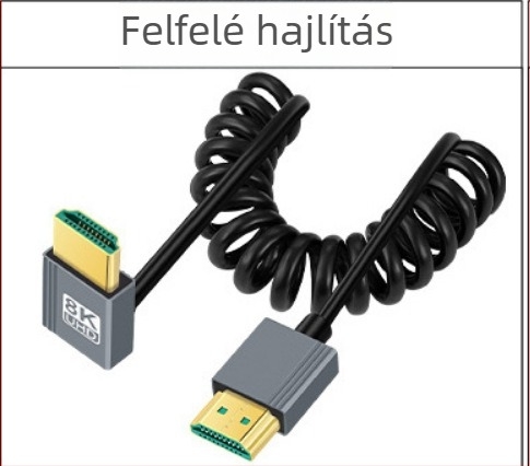 HDMI 2.1 kábel spirálos kivitelben (réz vezető, nikkelezett bevonat, adapterkábel)