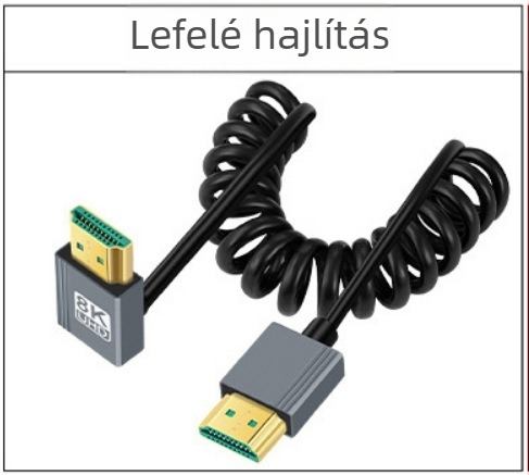 HDMI 2.1 kábel spirálos kivitelben (réz vezető, nikkelezett bevonat, adapterkábel)