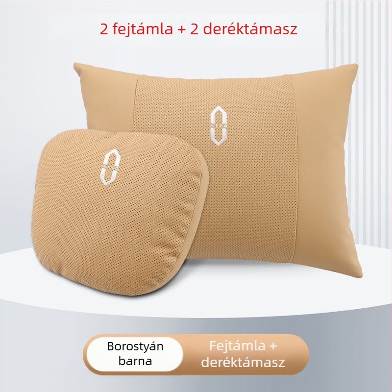 Memóriahabos nyak- és deréktámasz párna 100% pamut huzattal, kompatibil Huawei Aito M7-hez (Red Tea Orange), M5 Amber és M9 eredeti autó színéhez — Trüffelbarna