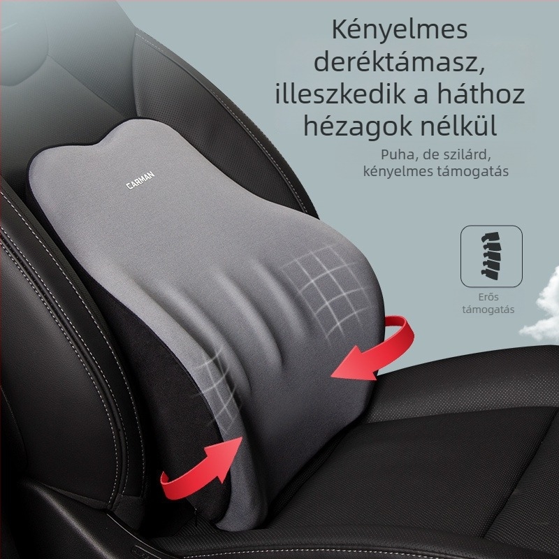 Memóriahabos autónyakpárna, hátsó és deréktámasz, hosszú ülésekhez, univerzális illeszkedés