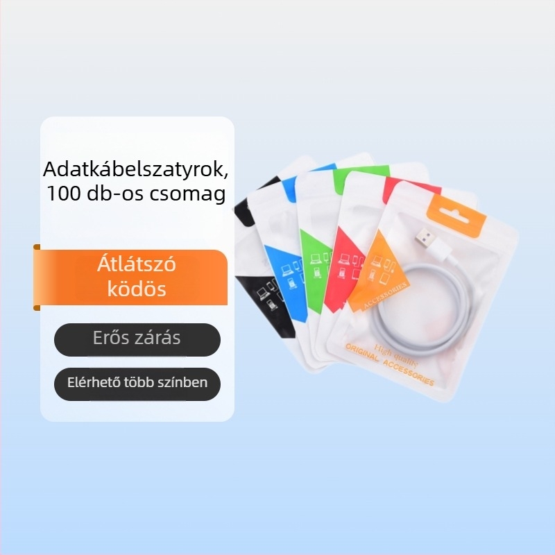 PVC ajándékzacskó USB/HDMI kábelek csomagolásához, átlátszó tasak perlés filmmel CPP, márka One good match, gyártási engedély 201412511241