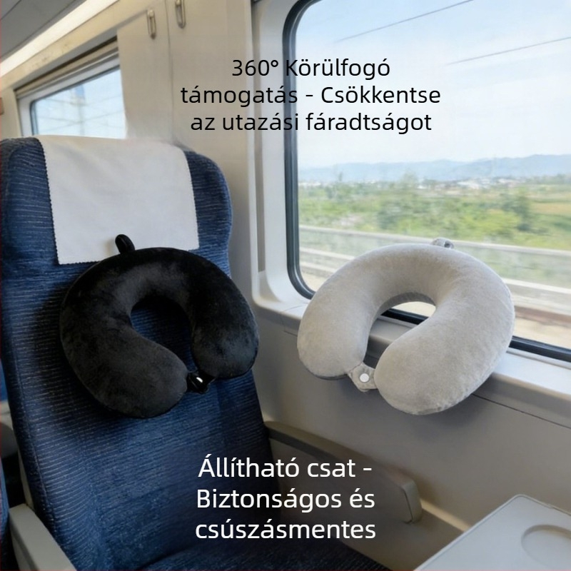 U alakú memóriahabos utazó nyakpárna – hordozható, univerzális illeszkedés, puha rugalmas anyag, modern minimalista dizájn