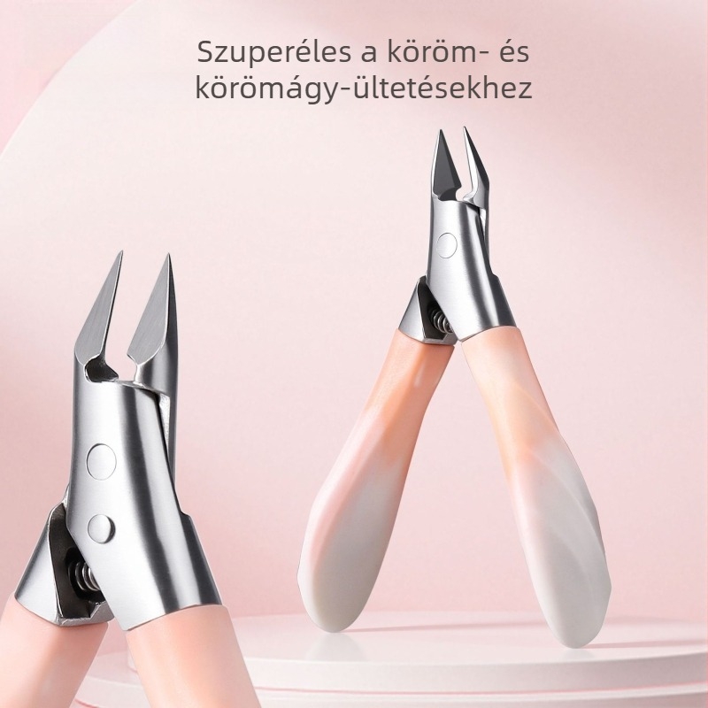 Körömvágó élezett csúccsal, PP műanyag nyél teknős formájú, ferde szájú, ultraéles rozsdamentes acélból, manikűr eszköz