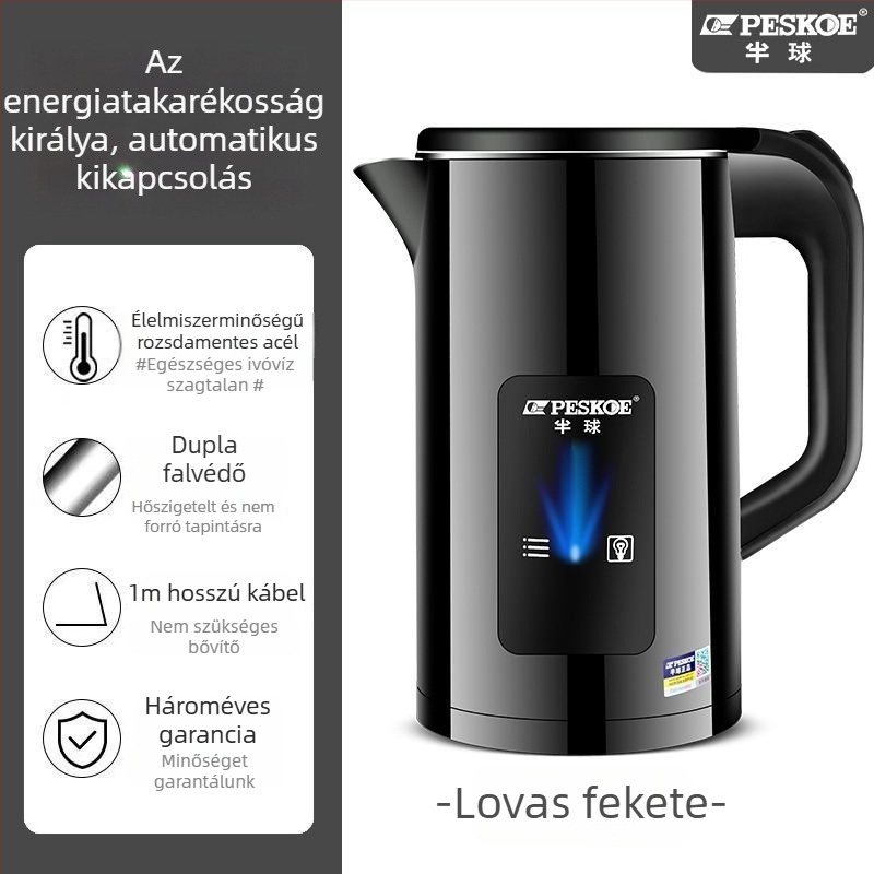 Elektromos vízforraló Hemisphere, nagy kapacitású (>2 L), gombos működés, kettős falú szigetelés, beépített állandó hőmérséklet-szabályozó