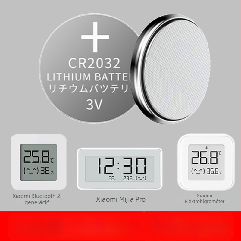 CR2032 gombos elem Xiaomi Mijia digitális beltéri hőmérő és higrométerhez, 2. generációs Pro