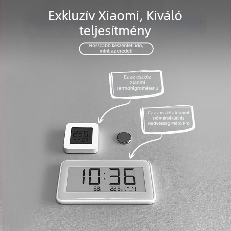 CR2032 gombos elem Xiaomi Mijia digitális beltéri hőmérő és higrométerhez, 2. generációs Pro
