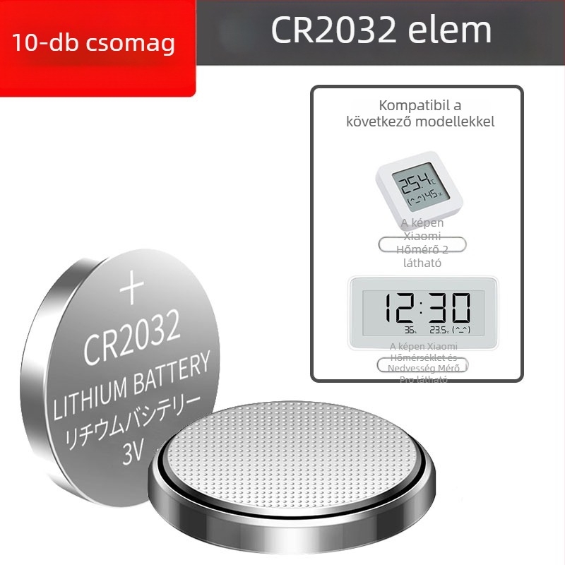 CR2032 gombos elem Xiaomi Mijia digitális beltéri hőmérő és higrométerhez, 2. generációs Pro