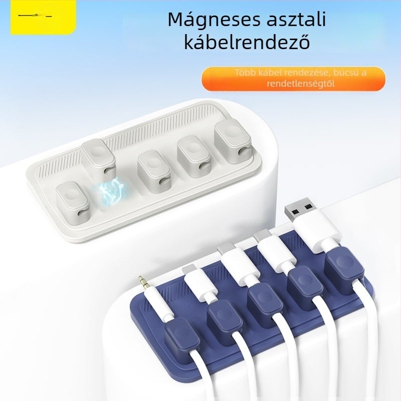Mágneses asztali kábel rendező – szilikon anyagból, mágneses vonzás, tárolás, OEM feldolgozás