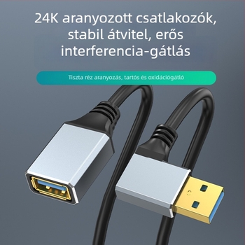 USB 3.0 hosszabbító kábel, férfi–női csatlakozóval, alumínium ötvözetű adatkábell*, laptophoz, billentyűzethez és egérhez.