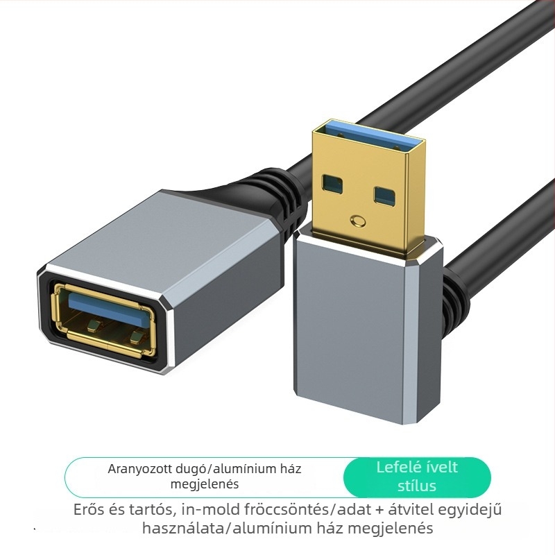 USB 3.0 hosszabbító kábel, férfi–női csatlakozóval, alumínium ötvözetű adatkábell*, laptophoz, billentyűzethez és egérhez.
