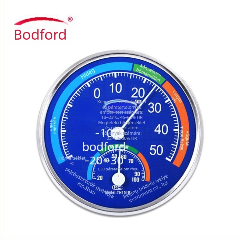 Bodford pointer típusú hőmérő és higrométer, hőmérséklet- és páratartalom-mérő, gyerekszobába, otthoni és irodai használatra