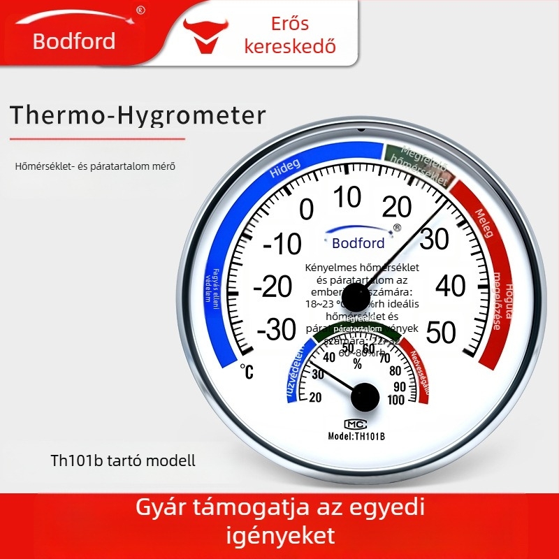 Bodford pointer típusú hőmérő és higrométer, hőmérséklet- és páratartalom-mérő, gyerekszobába, otthoni és irodai használatra