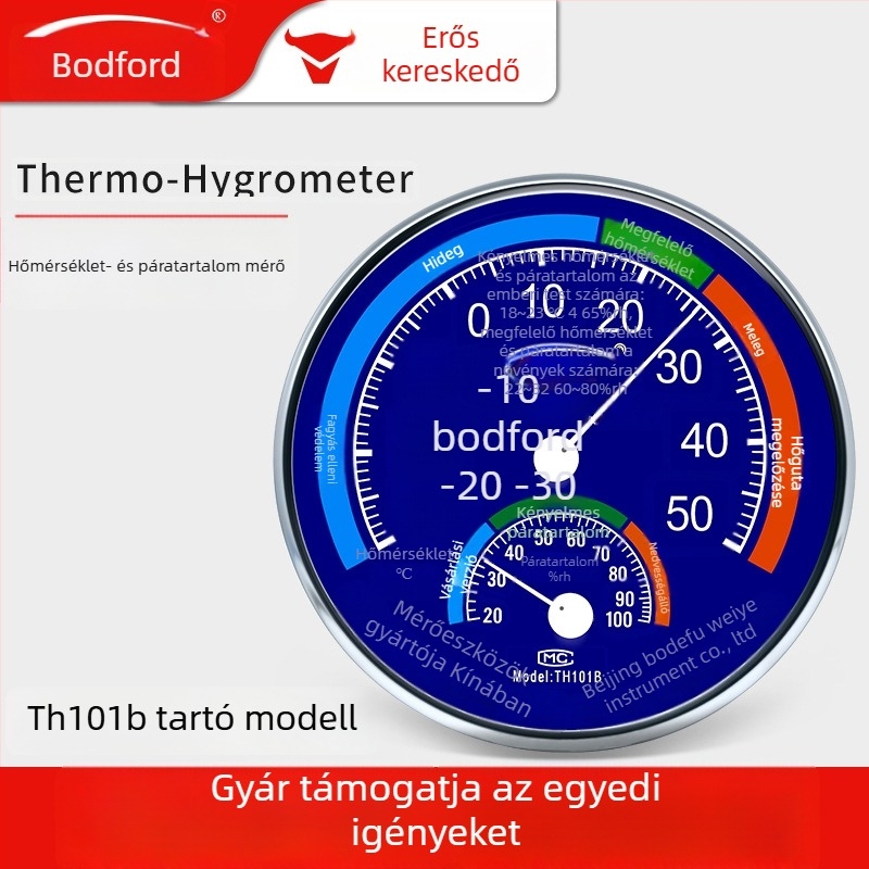 Bodford pointer típusú hőmérő és higrométer, hőmérséklet- és páratartalom-mérő, gyerekszobába, otthoni és irodai használatra