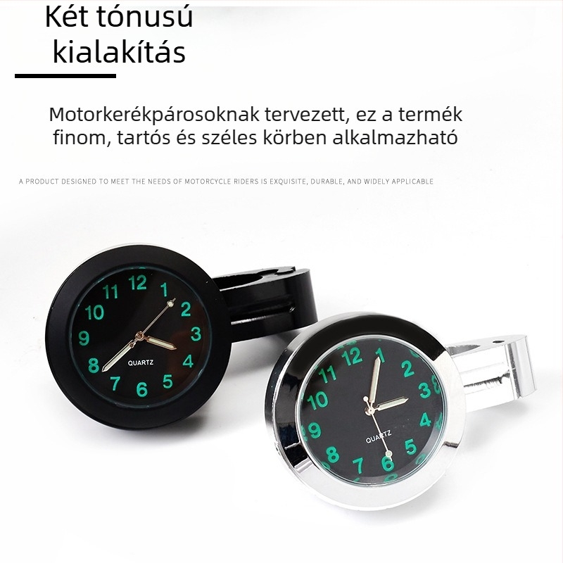 Motorkerékpár kormányhoz szerelhető digitális higrométeres óra - cink ötvözet, állítható szög