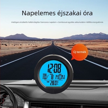 Autóba szerelhető elektronikus óra hőmérséklet- és páratartalom-mérővel és idő kijelzővel; ABS anyagból; Polarlander márka; Guangzhou eredet