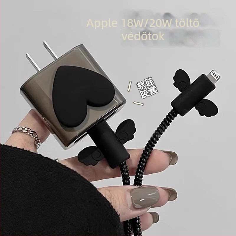 Apple adatkábel védőhüvely — TPU lágy burkolat, 18W/20W univerzális modell, japán/koreai tekerési stílus