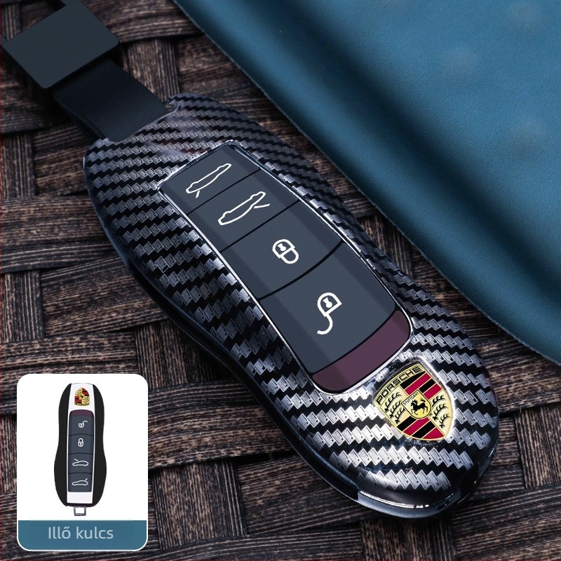 Porsche kulcstartó tok, cinkötvözet, Chong Titanium, egyszerű stílus, kompatibilis Cayenne, Macan, 911, 718, Taycan