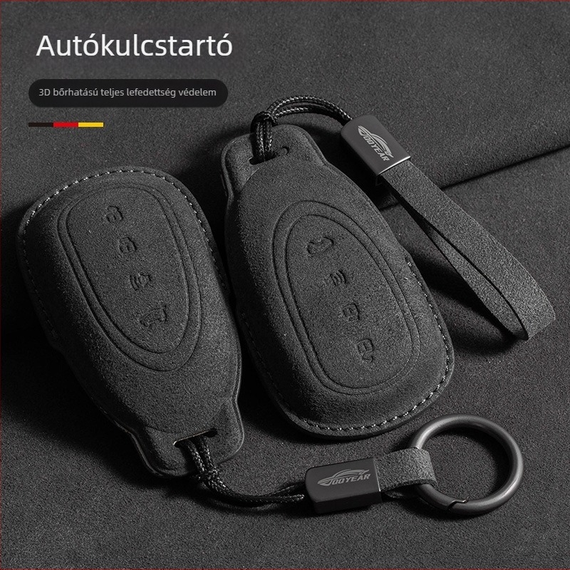 Autókulcs-tok velúr anyagból, minimalista stílus, testreszabható