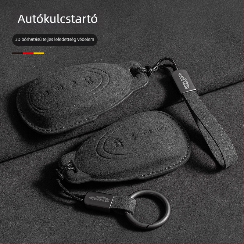 Autókulcs-tok velúr anyagból, minimalista stílus, testreszabható